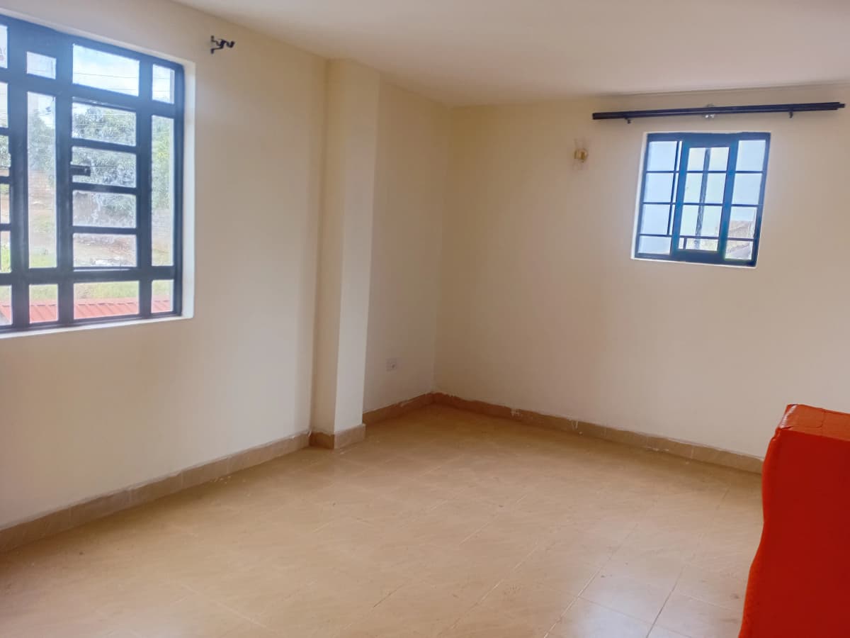 Spacious empty living room with dual windows, bright natural light